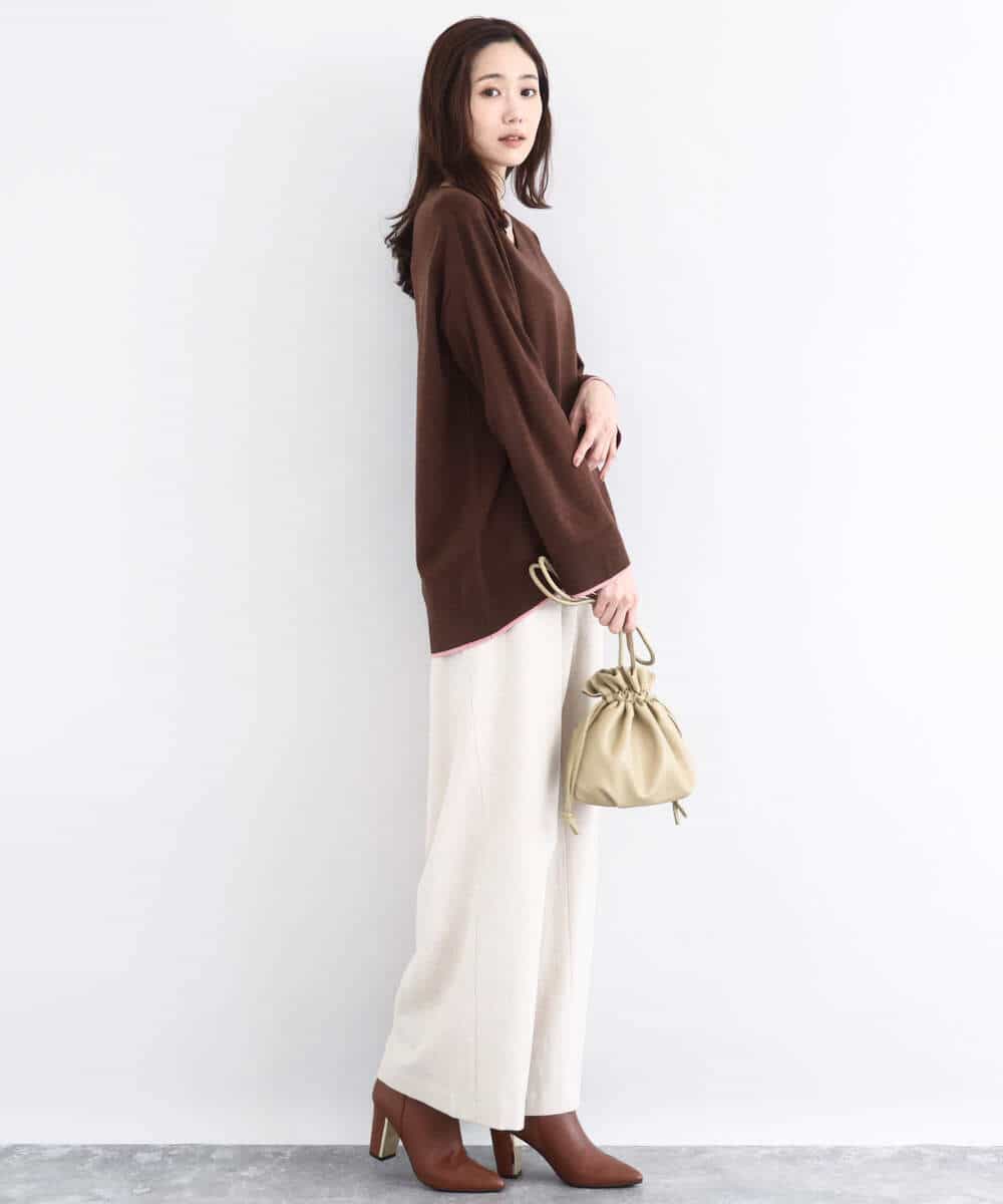 FKLDD60160 MK MICHEL KLEIN(MK ミッシェルクラン) カラーツイードワイドパンツ/洗える イエロー