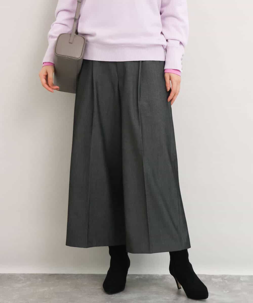 FKLDG70170 MK MICHEL KLEIN(MK ミッシェルクラン) [裏起毛/洗える]クロップド丈ワイドパンツ ダークグレー