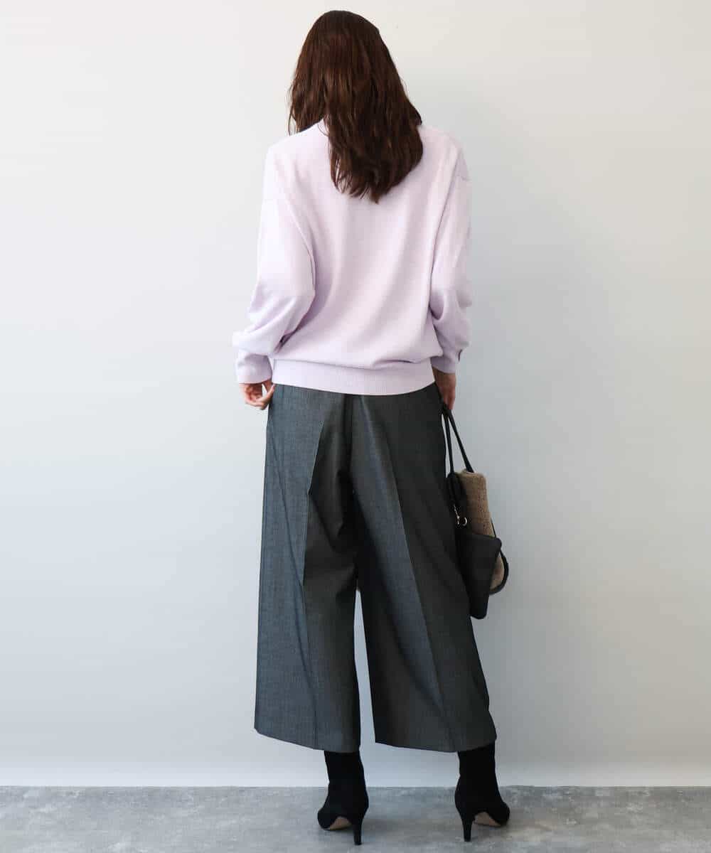 FKLDG70170 MK MICHEL KLEIN(MK ミッシェルクラン) [裏起毛/洗える]クロップド丈ワイドパンツ ダークグレー