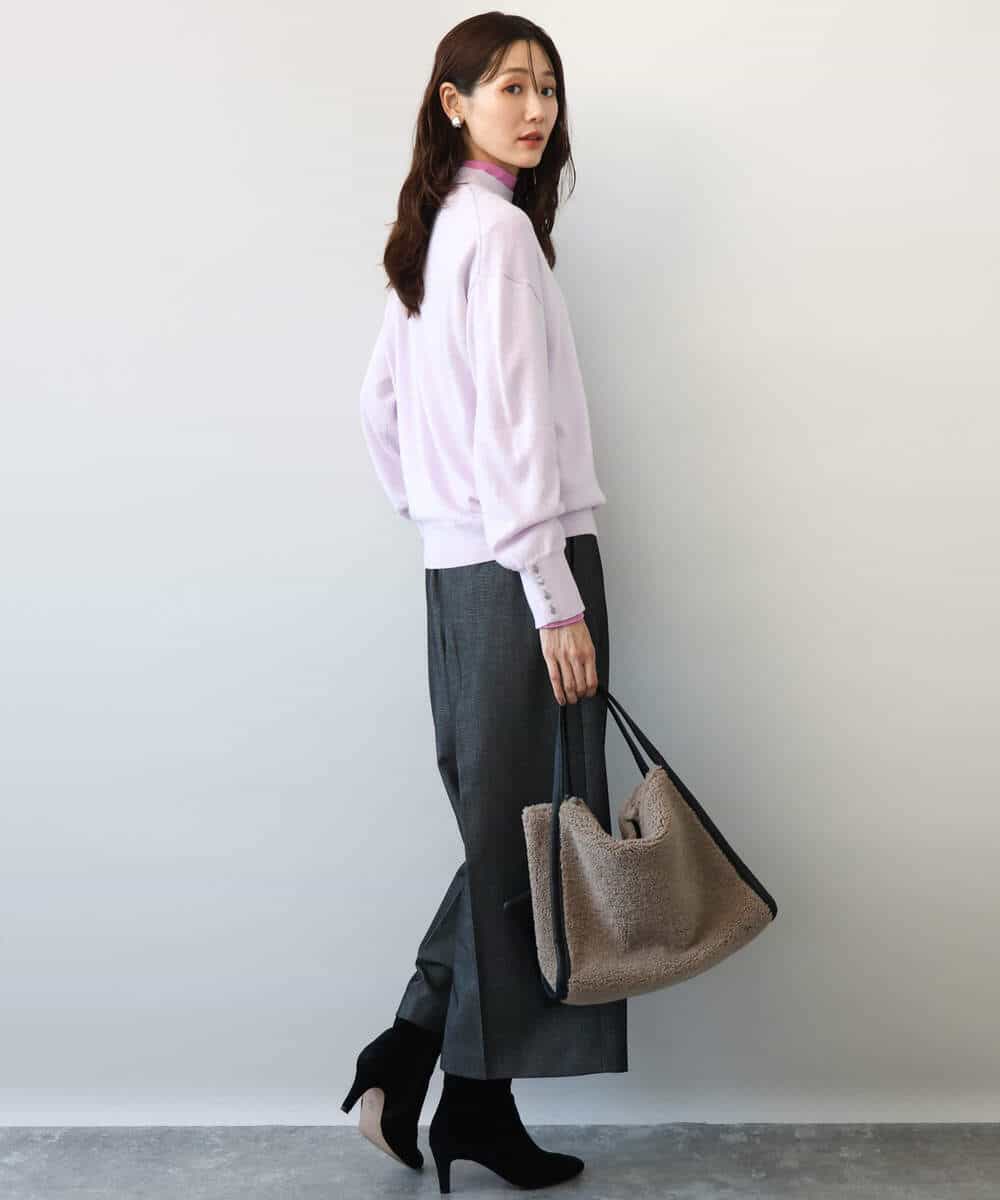 FKLDG70170 MK MICHEL KLEIN(MK ミッシェルクラン) [裏起毛/洗える]クロップド丈ワイドパンツ ダークグレー