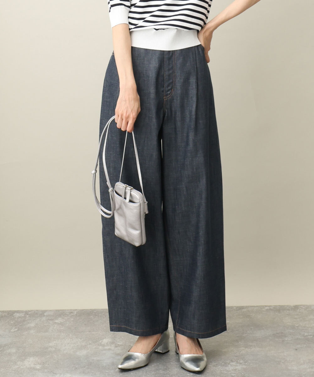 FKLFA01160 MK MICHEL KLEIN(MK ミッシェルクラン) デニムライクバレルパンツ ネイビー