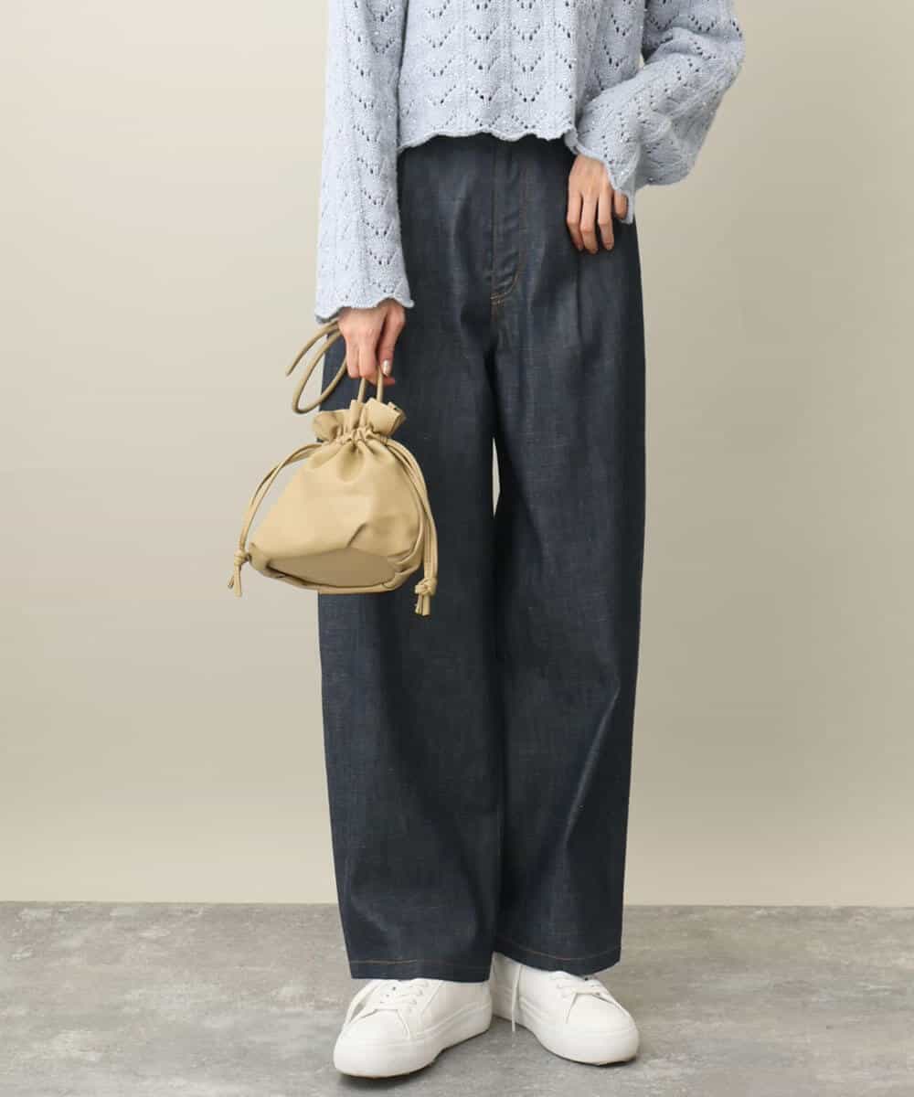 FKLFA01160 MK MICHEL KLEIN(MK ミッシェルクラン) デニムライクバレルパンツ ネイビー