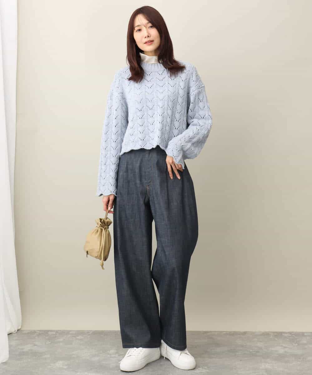 FKLFA01160 MK MICHEL KLEIN(MK ミッシェルクラン) デニムライクバレルパンツ ネイビー