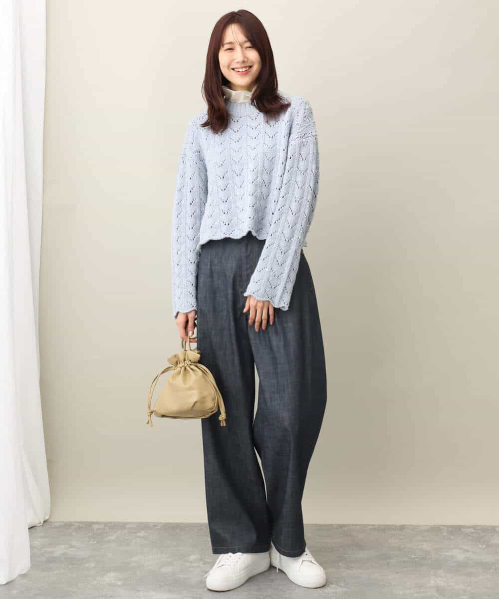 FKLFA01160 MK MICHEL KLEIN(MK ミッシェルクラン) デニムライクバレルパンツ ネイビー