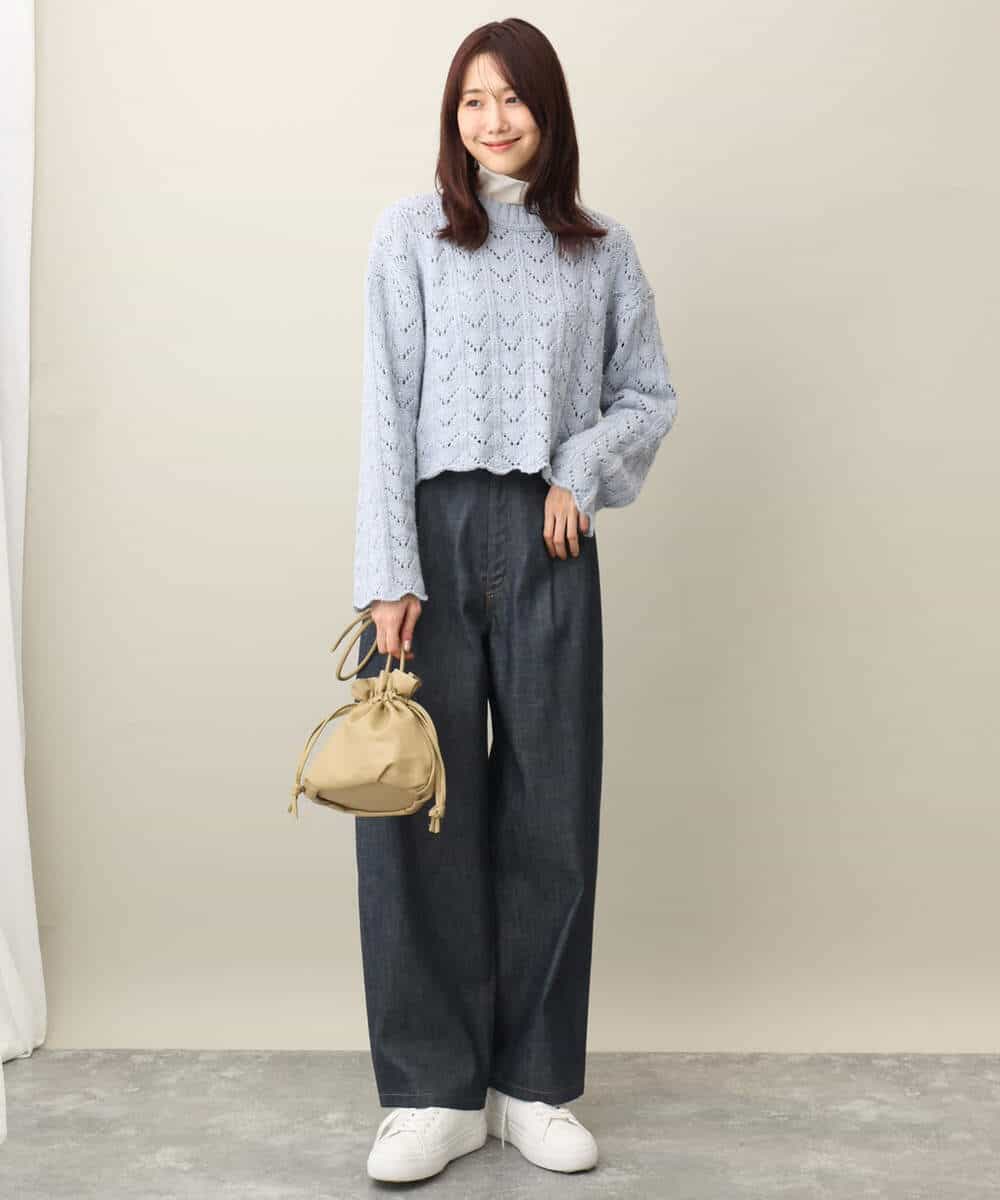 FKLFA01160 MK MICHEL KLEIN(MK ミッシェルクラン) デニムライクバレルパンツ ネイビー