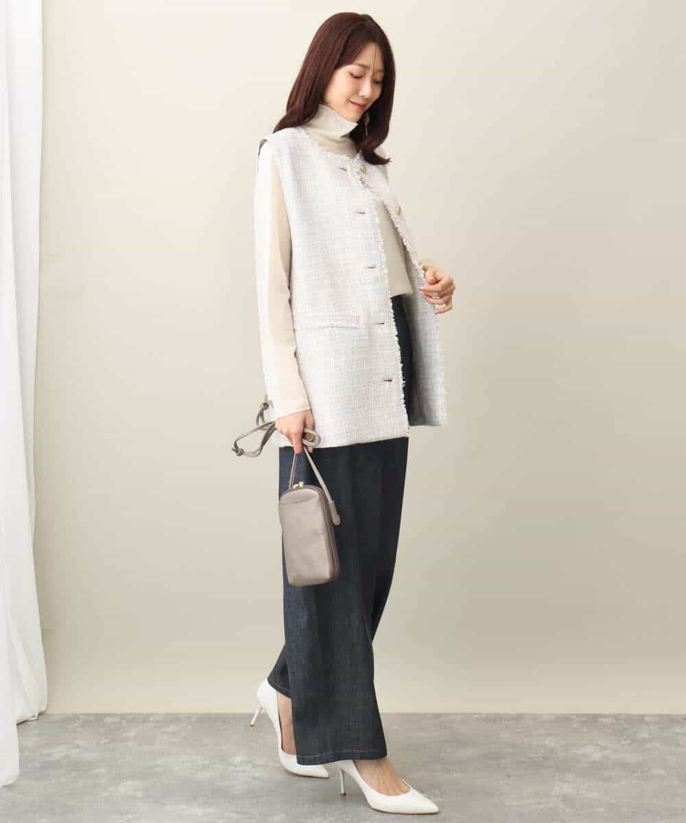 FKLFA01160 MK MICHEL KLEIN(MK ミッシェルクラン) デニムライクバレルパンツ ネイビー
