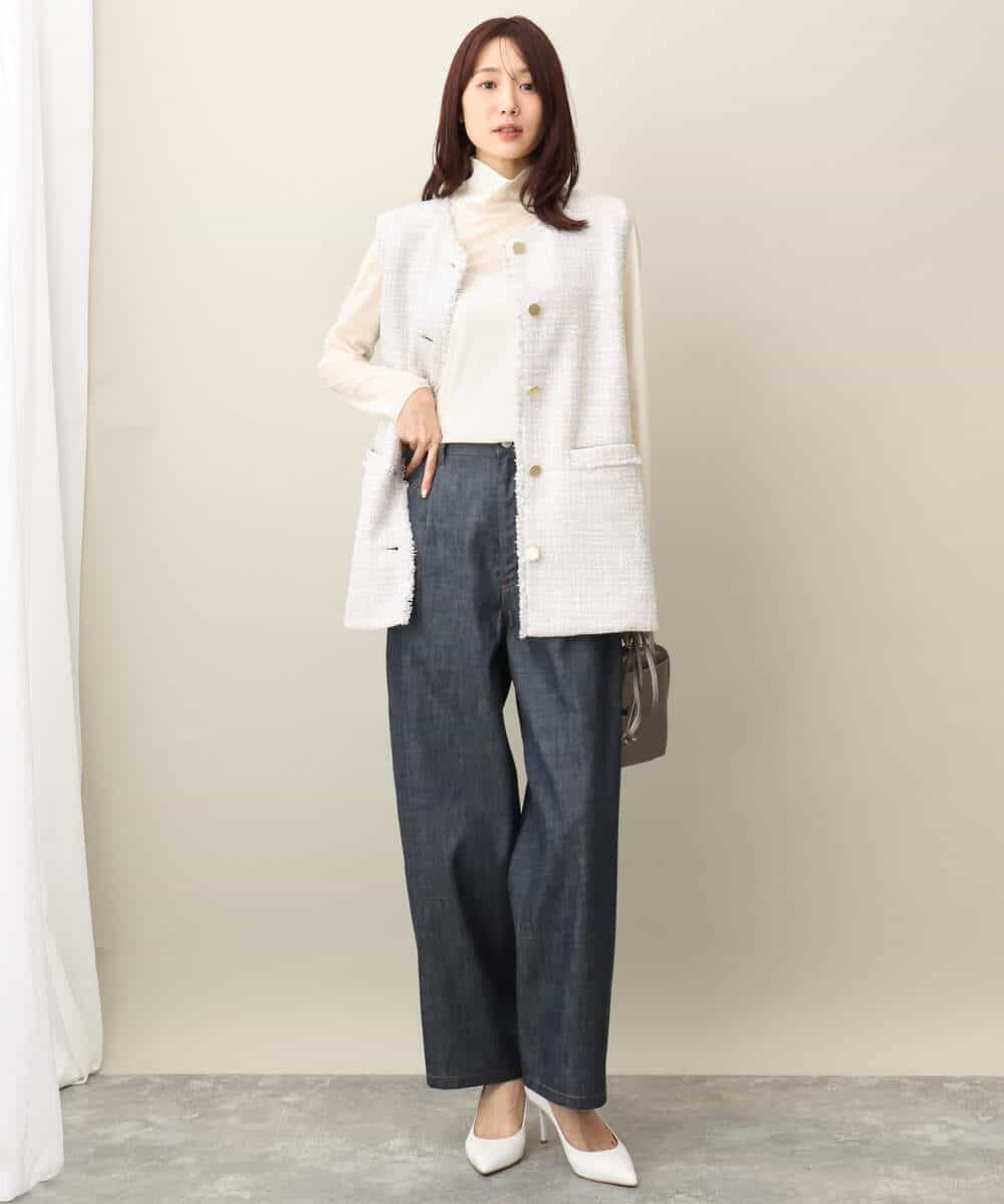 FKLFA01160 MK MICHEL KLEIN(MK ミッシェルクラン) デニムライクバレルパンツ ネイビー