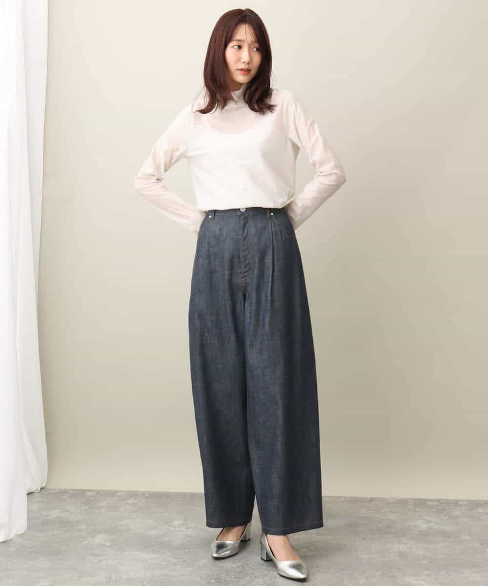 FKLFA01160 MK MICHEL KLEIN(MK ミッシェルクラン) デニムライクバレルパンツ ネイビー