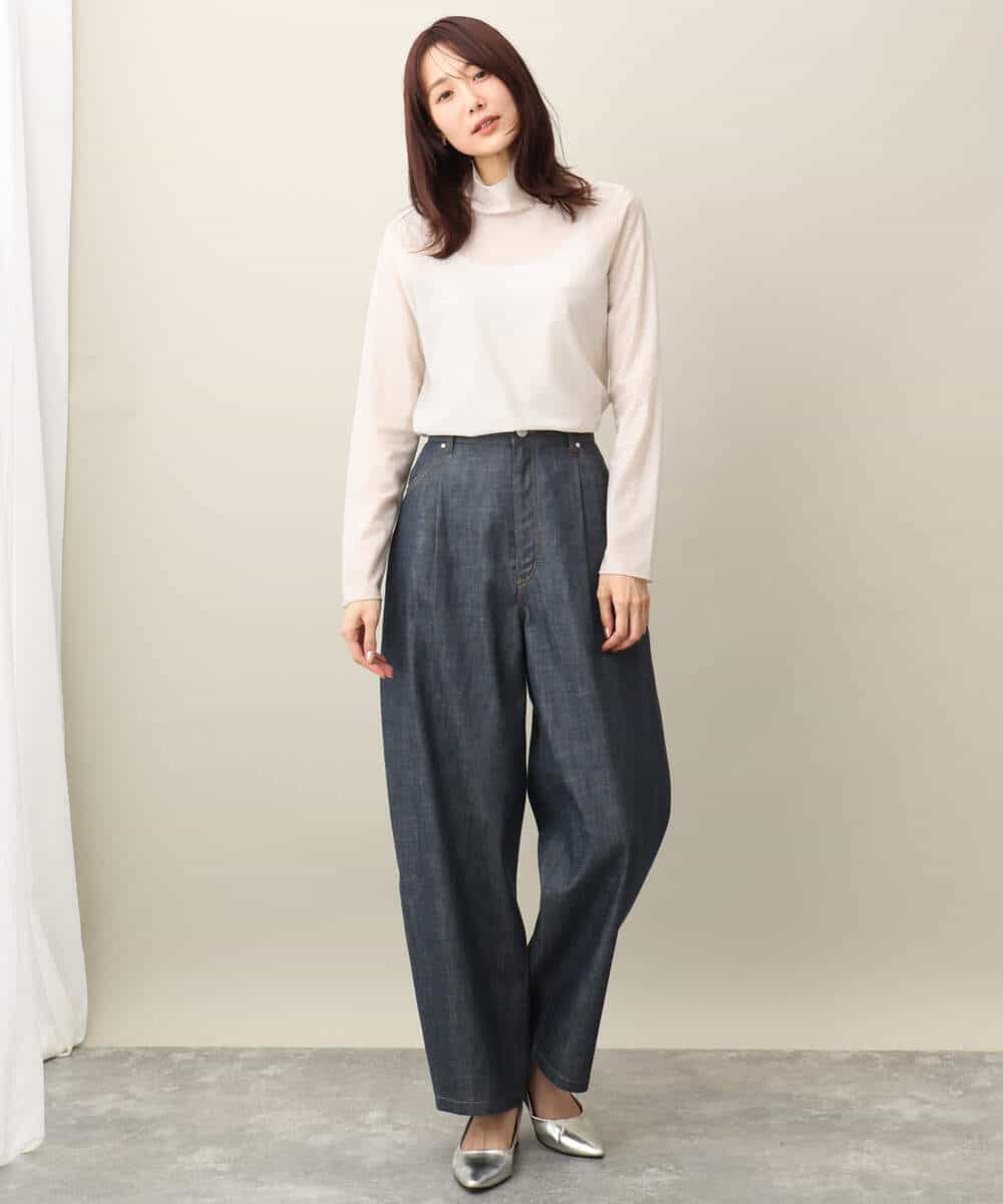 FKLFA01160 MK MICHEL KLEIN(MK ミッシェルクラン) デニムライクバレルパンツ ネイビー