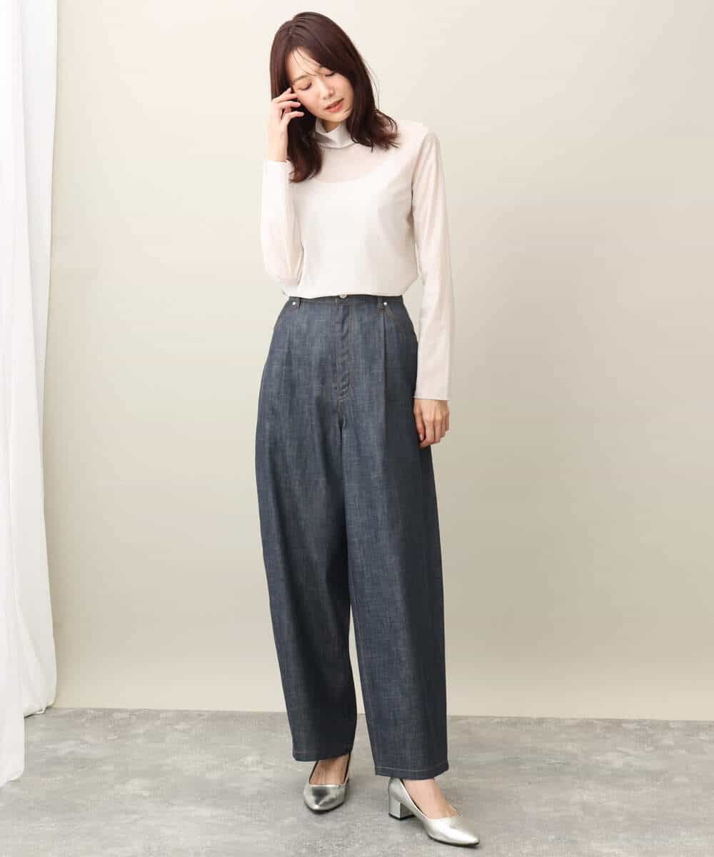 FKLFA01160 MK MICHEL KLEIN(MK ミッシェルクラン) デニムライクバレルパンツ ネイビー