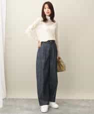 FKLFA01160 MK MICHEL KLEIN(MK ミッシェルクラン) デニムライクバレルパンツ ネイビー