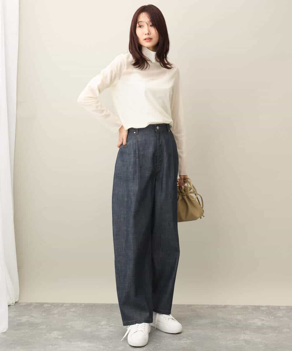 FKLFA01160 MK MICHEL KLEIN(MK ミッシェルクラン) デニムライクバレルパンツ ネイビー