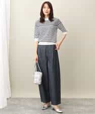 FKLFA01160 MK MICHEL KLEIN(MK ミッシェルクラン) デニムライクバレルパンツ ネイビー