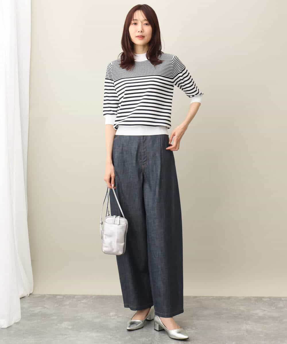 FKLFA01160 MK MICHEL KLEIN(MK ミッシェルクラン) デニムライクバレルパンツ ネイビー