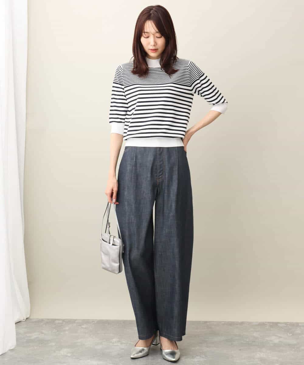 FKLFA01160 MK MICHEL KLEIN(MK ミッシェルクラン) デニムライクバレルパンツ ネイビー