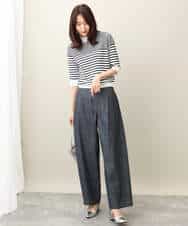 FKLFA01160 MK MICHEL KLEIN(MK ミッシェルクラン) デニムライクバレルパンツ ネイビー