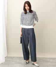 FKLFA01160 MK MICHEL KLEIN(MK ミッシェルクラン) デニムライクバレルパンツ ネイビー
