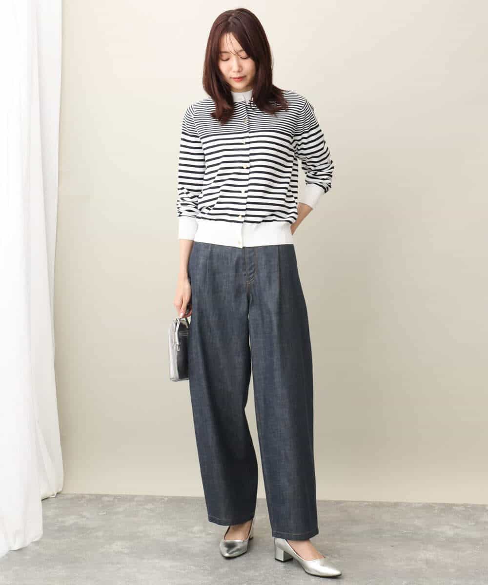 FKLFA01160 MK MICHEL KLEIN(MK ミッシェルクラン) デニムライクバレルパンツ ネイビー