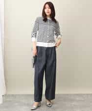 FKLFA01160 MK MICHEL KLEIN(MK ミッシェルクラン) デニムライクバレルパンツ ネイビー