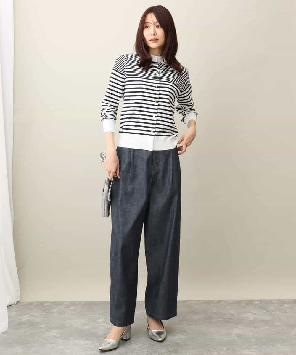 FKLFA01160 MK MICHEL KLEIN(MK ミッシェルクラン) デニムライクバレルパンツ ネイビー