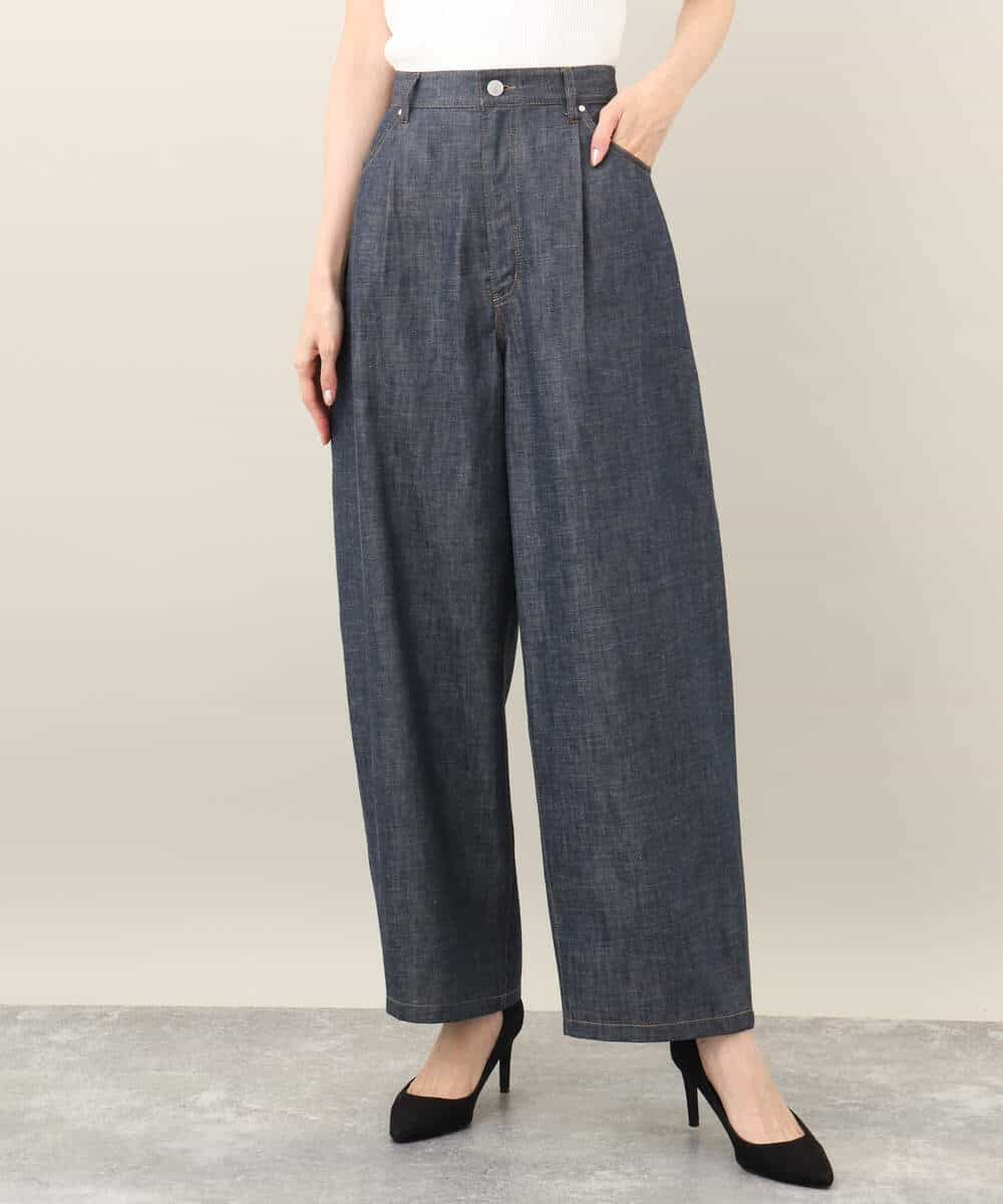 FKLFA01160 MK MICHEL KLEIN(MK ミッシェルクラン) デニムライクバレルパンツ ネイビー