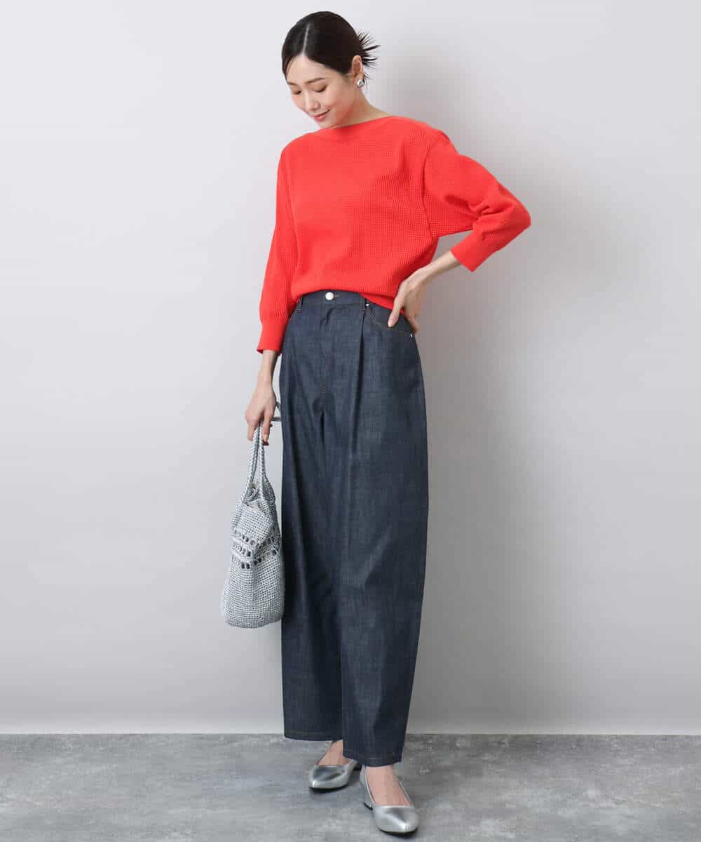 FKLFA01160 MK MICHEL KLEIN(MK ミッシェルクラン) デニムライクバレルパンツ ネイビー