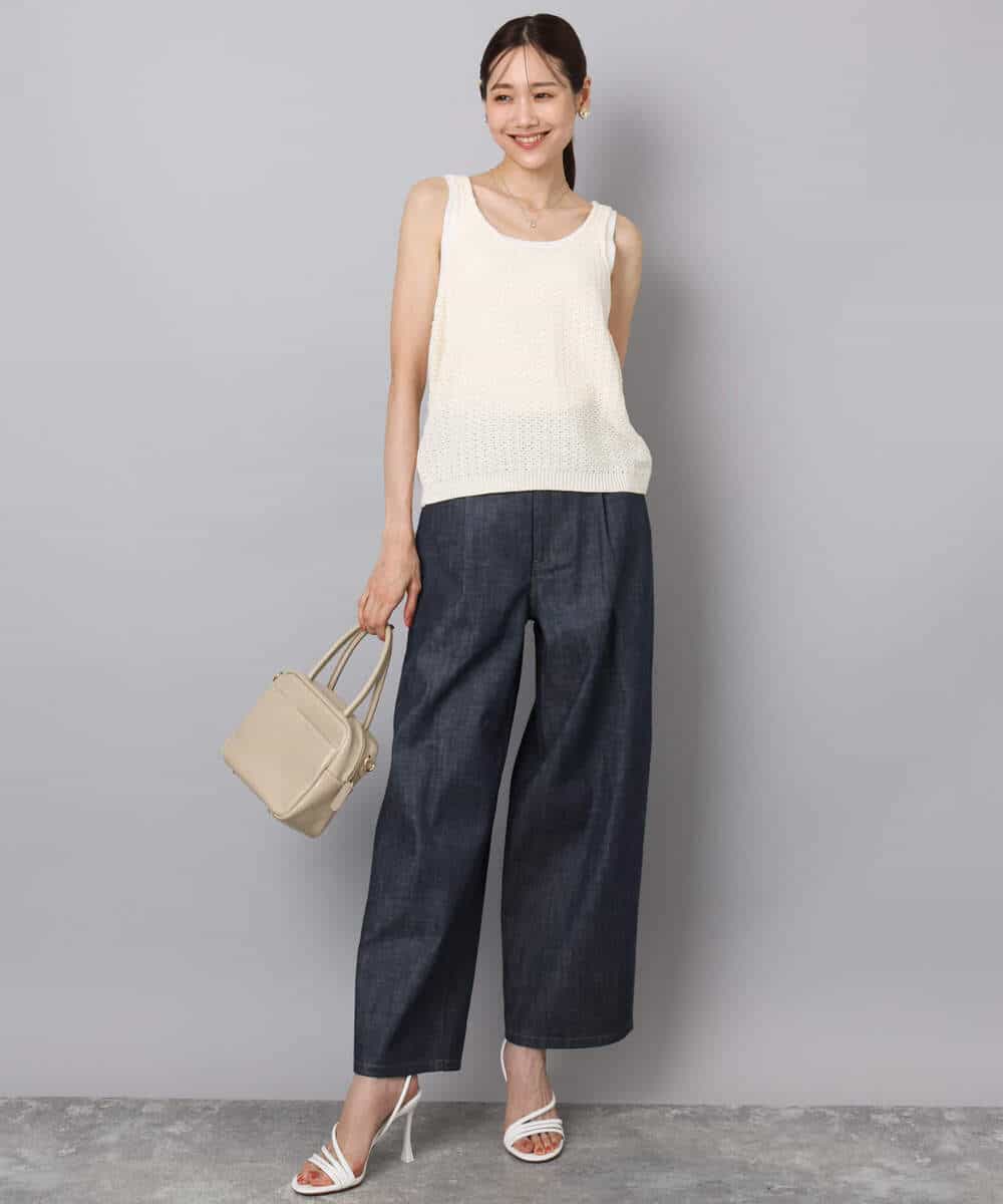 FKLFA01160 MK MICHEL KLEIN(MK ミッシェルクラン) デニムライクバレルパンツ ネイビー