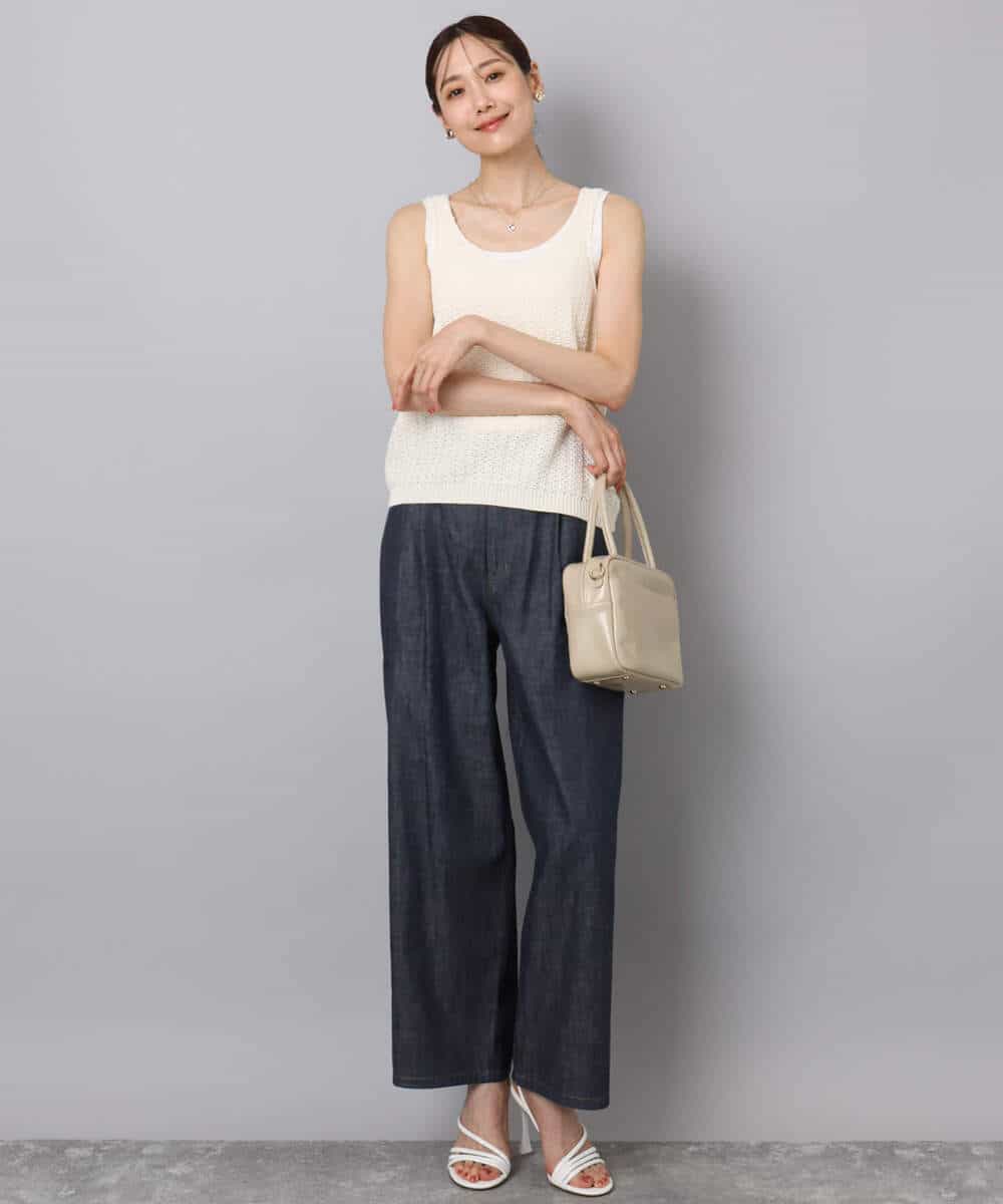 FKLFA01160 MK MICHEL KLEIN(MK ミッシェルクラン) デニムライクバレルパンツ ネイビー