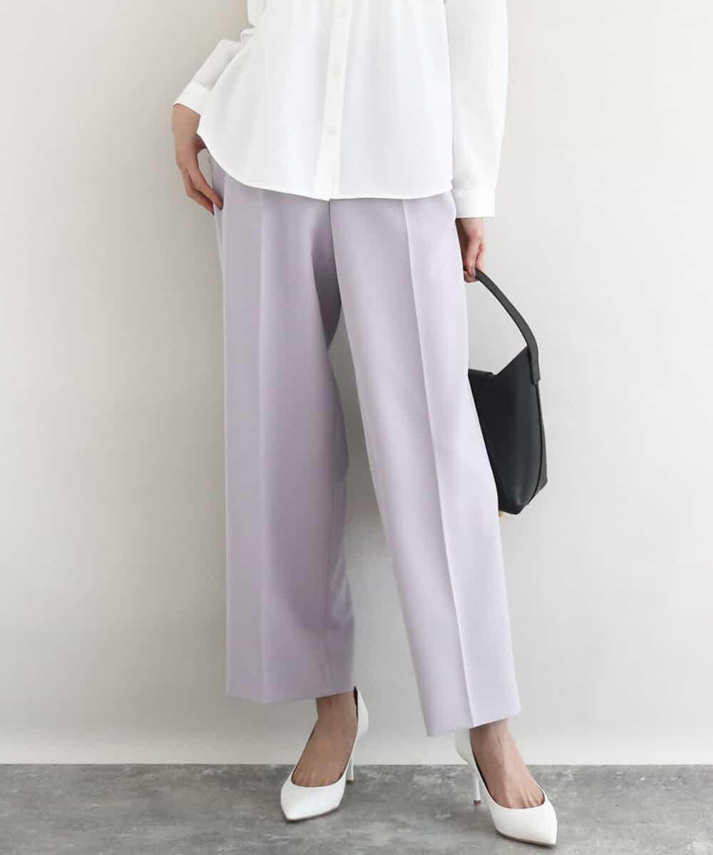 FKLFD10160 MK MICHEL KLEIN(MK ミッシェルクラン) ダブルクロス セミワイドパンツ/セットアップ対応/洗える ネイビー