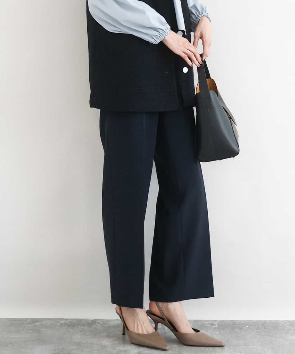 FKLFD10160 MK MICHEL KLEIN(MK ミッシェルクラン) ダブルクロス セミワイドパンツ/セットアップ対応/洗える ネイビー