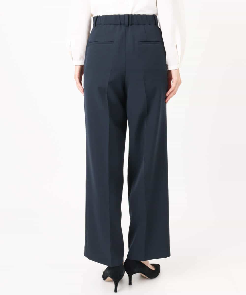 FKLFD10160 MK MICHEL KLEIN(MK ミッシェルクラン) ダブルクロス セミワイドパンツ/セットアップ対応/洗える ネイビー