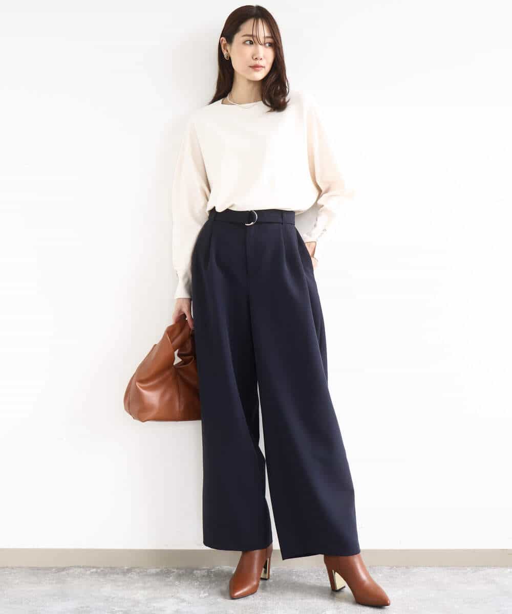 FKLFD10170 MK MICHEL KLEIN(MK ミッシェルクラン) バレルシルエットパンツ/洗える ベージュ