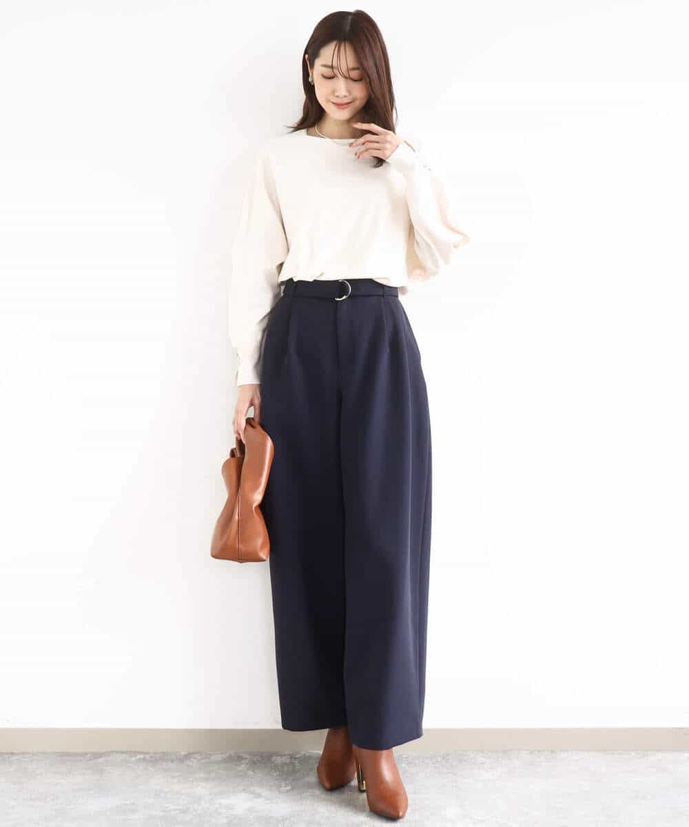 FKLFD10170 MK MICHEL KLEIN(MK ミッシェルクラン) バレルシルエットパンツ/洗える ベージュ