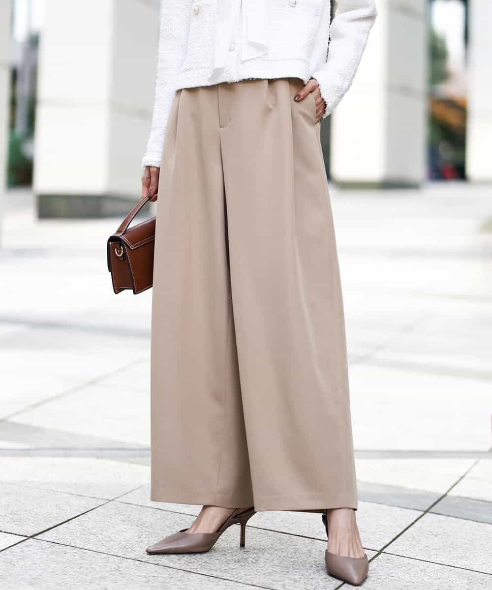 FKLFD10170 MK MICHEL KLEIN(MK ミッシェルクラン) バレルシルエットパンツ/洗える ベージュ