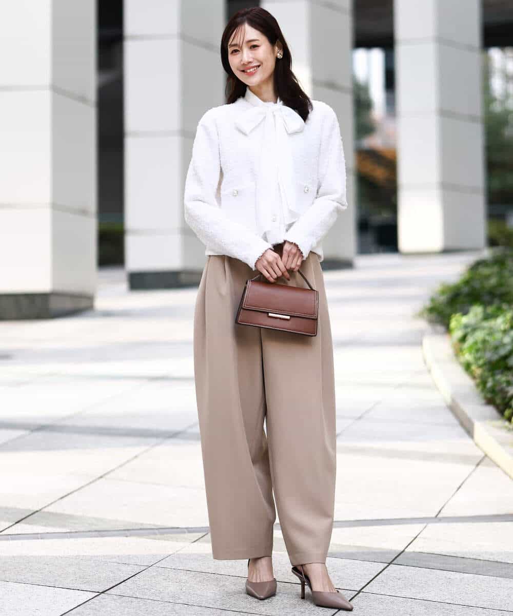 FKLFD10170 MK MICHEL KLEIN(MK ミッシェルクラン) バレルシルエットパンツ/洗える ベージュ