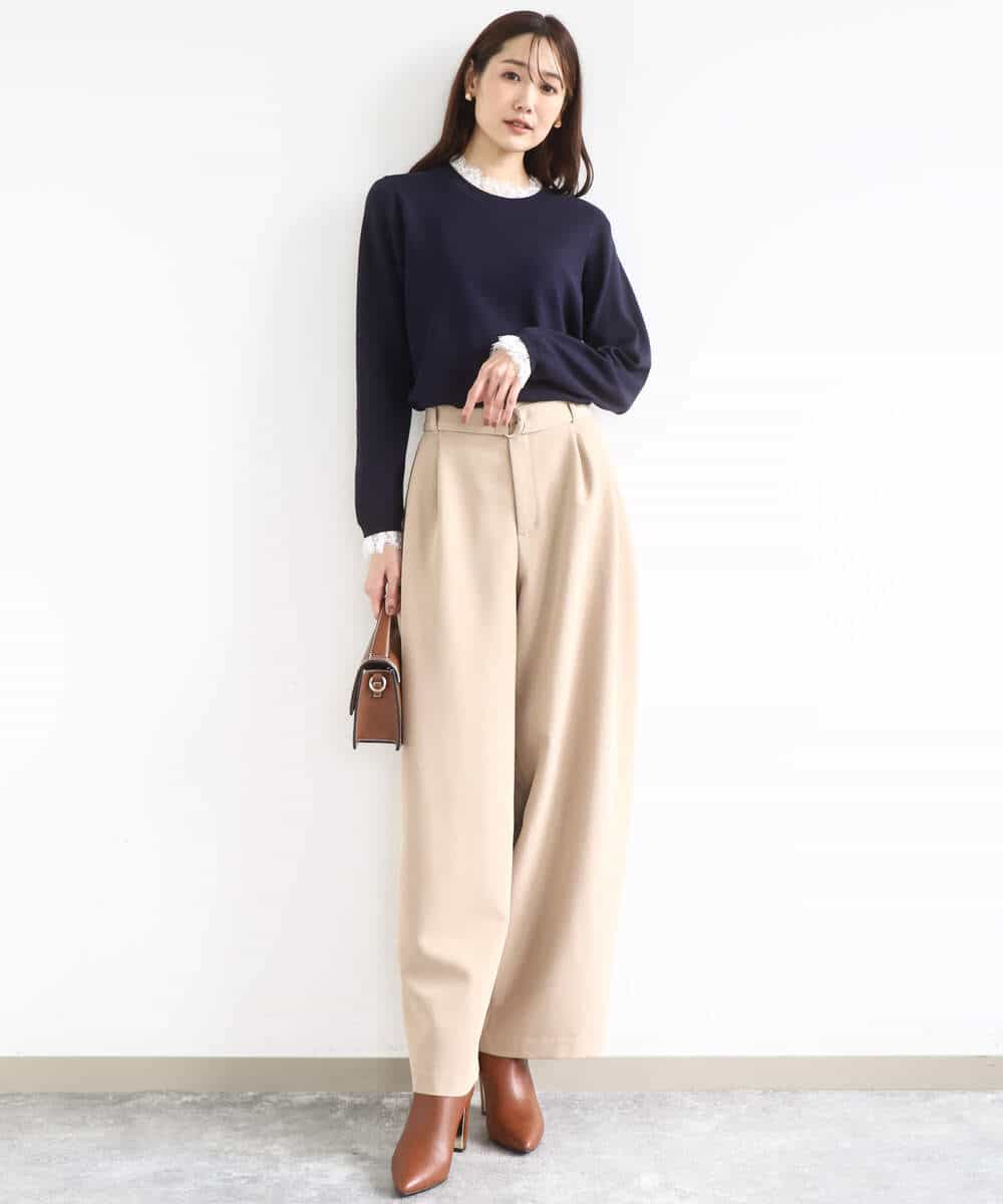 FKLFD10170 MK MICHEL KLEIN(MK ミッシェルクラン) バレルシルエットパンツ/洗える ベージュ