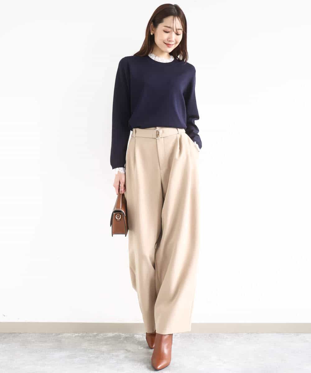 FKLFD10170 MK MICHEL KLEIN(MK ミッシェルクラン) バレルシルエットパンツ/洗える ベージュ