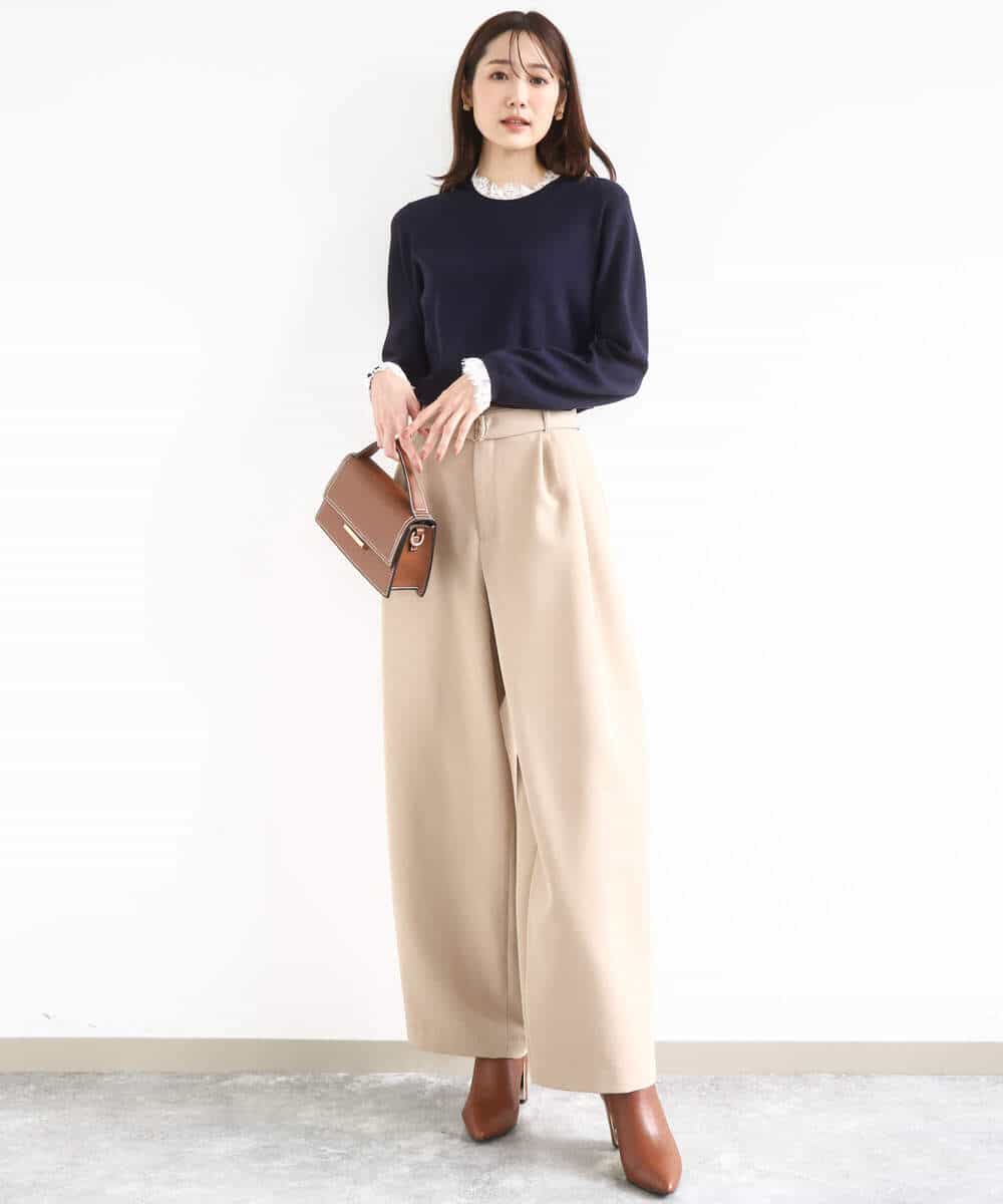 FKLFD10170 MK MICHEL KLEIN(MK ミッシェルクラン) バレルシルエットパンツ/洗える ベージュ