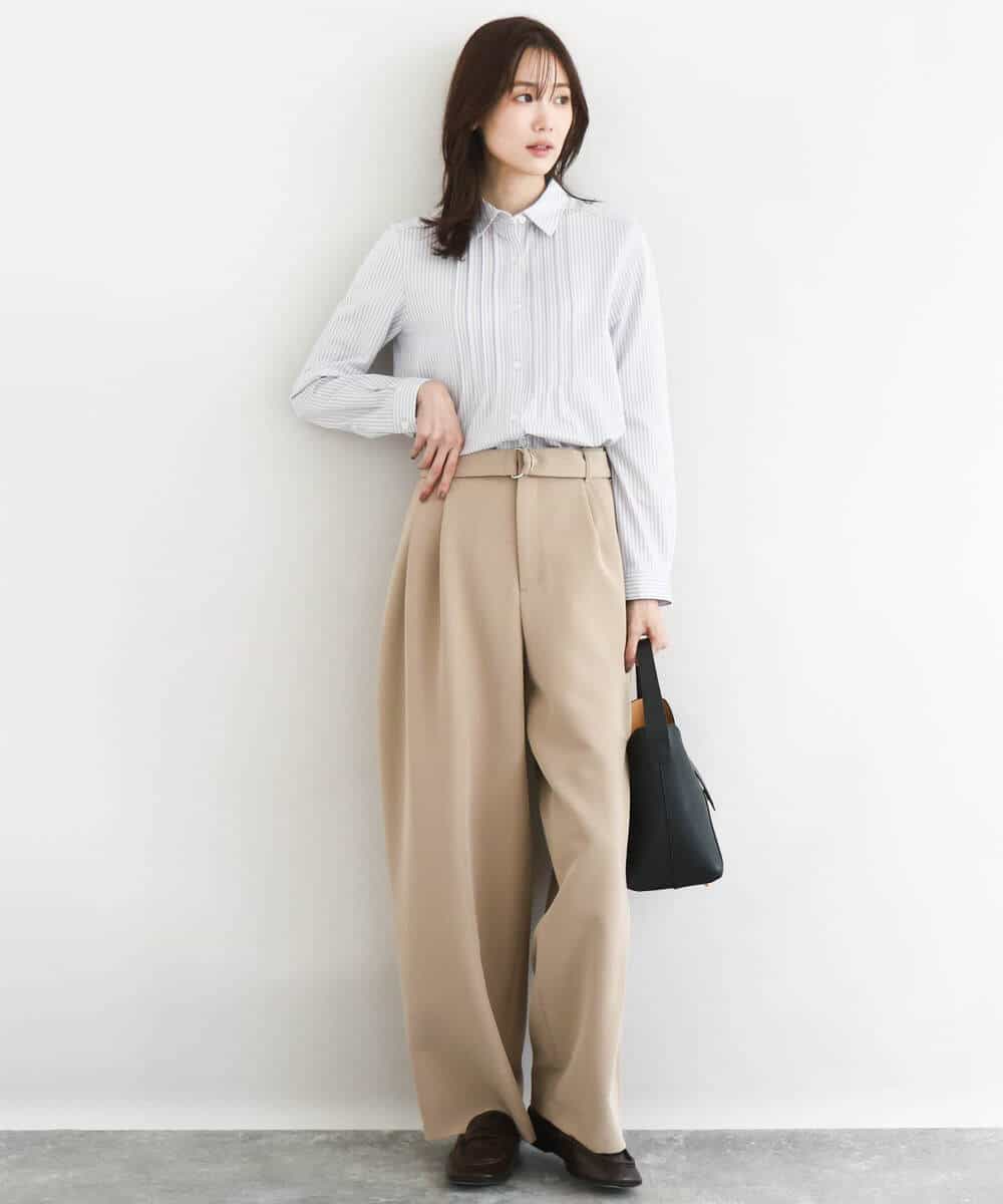 FKLFD10170 MK MICHEL KLEIN(MK ミッシェルクラン) バレルシルエットパンツ/洗える ベージュ