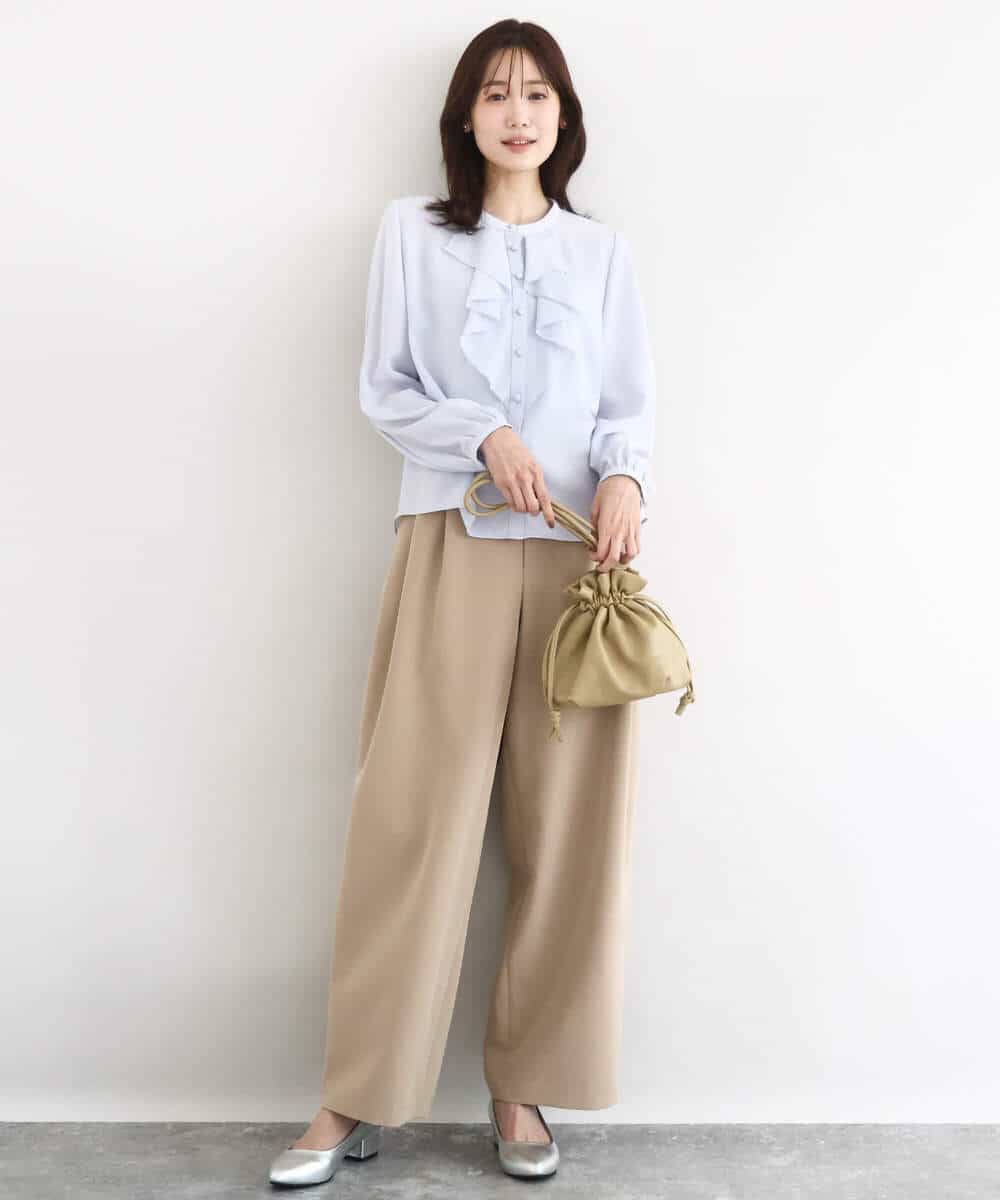 FKLFD10170 MK MICHEL KLEIN(MK ミッシェルクラン) バレルシルエットパンツ/洗える ベージュ