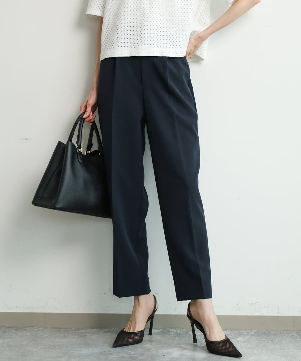 FKLFD11150 MK MICHEL KLEIN(MK ミッシェルクラン) [防シワ/ストレッチ/洗える]セットアップ対応/ダブルクロス テーパードパンツ グレージュ