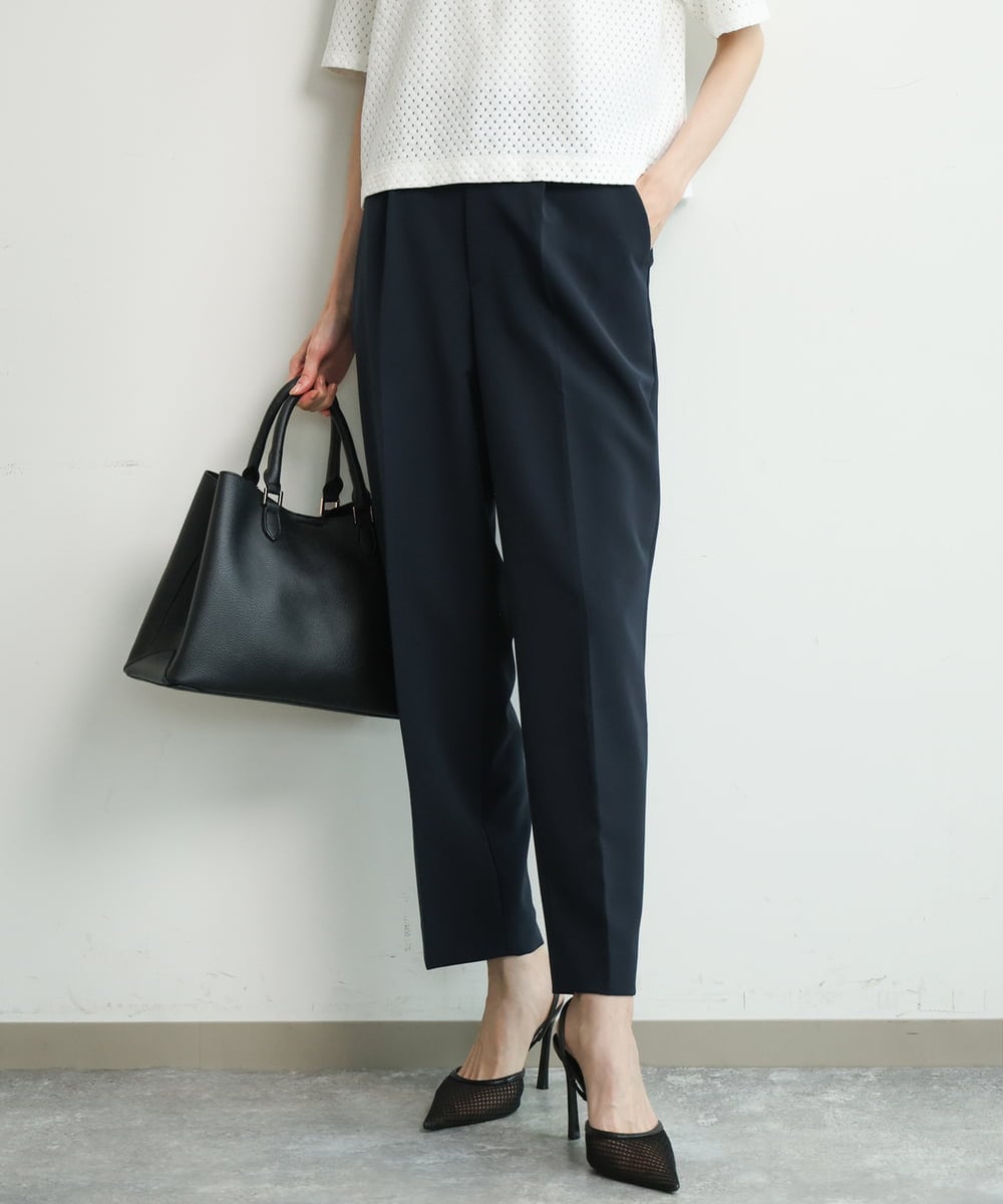 FKLFD11150 MK MICHEL KLEIN(MK ミッシェルクラン) [防シワ/ストレッチ/洗える]セットアップ対応/ダブルクロス テーパードパンツ グレージュ