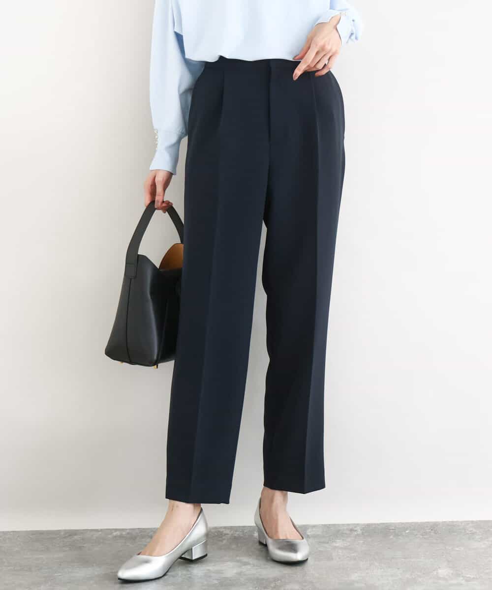 FKLFD11150 MK MICHEL KLEIN(MK ミッシェルクラン) ダブルクロス テーパードパンツ/セットアップ対応/防シワ/ストレッチ/洗える グレージュ