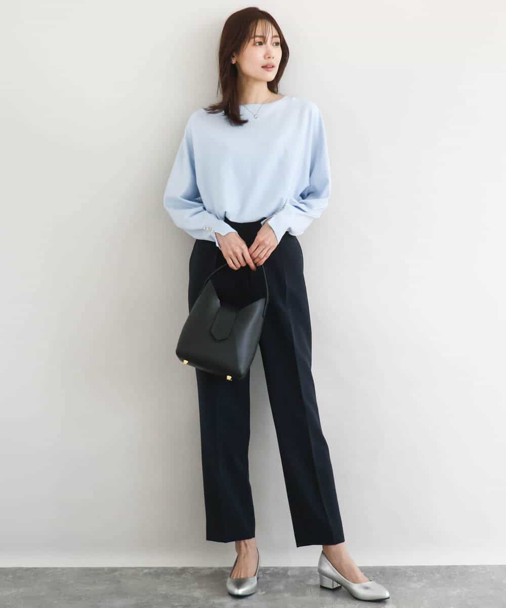 FKLFD11150 MK MICHEL KLEIN(MK ミッシェルクラン) ダブルクロス テーパードパンツ/セットアップ対応/防シワ/ストレッチ/洗える グレージュ