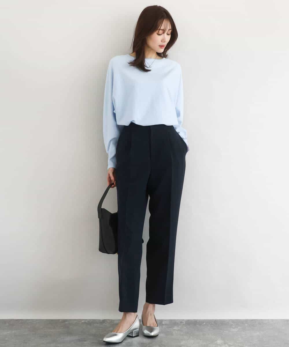 FKLFD11150 MK MICHEL KLEIN(MK ミッシェルクラン) ダブルクロス テーパードパンツ/セットアップ対応/防シワ/ストレッチ/洗える グレージュ