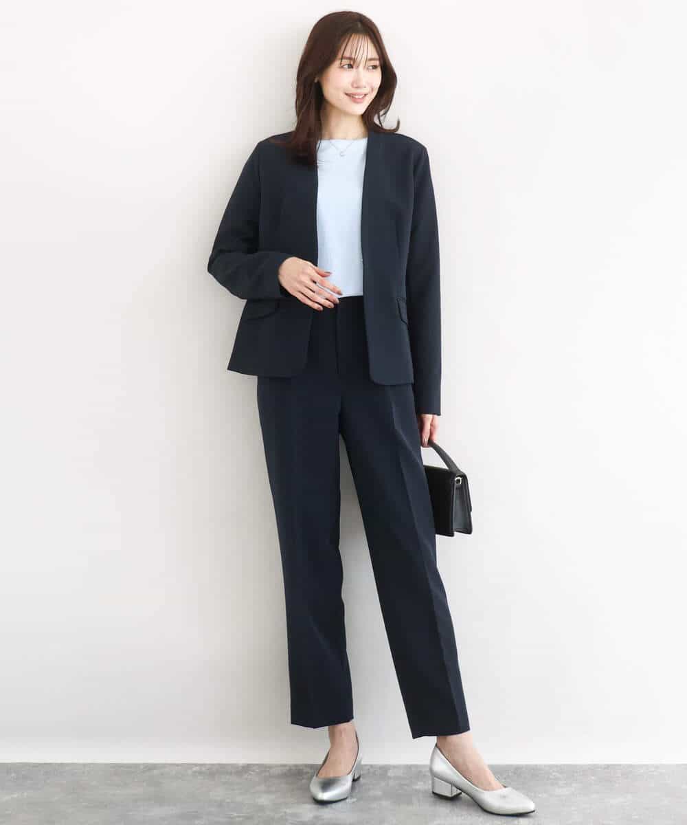 FKLFD11150 MK MICHEL KLEIN(MK ミッシェルクラン) ダブルクロス テーパードパンツ/セットアップ対応/防シワ/ストレッチ/洗える グレージュ