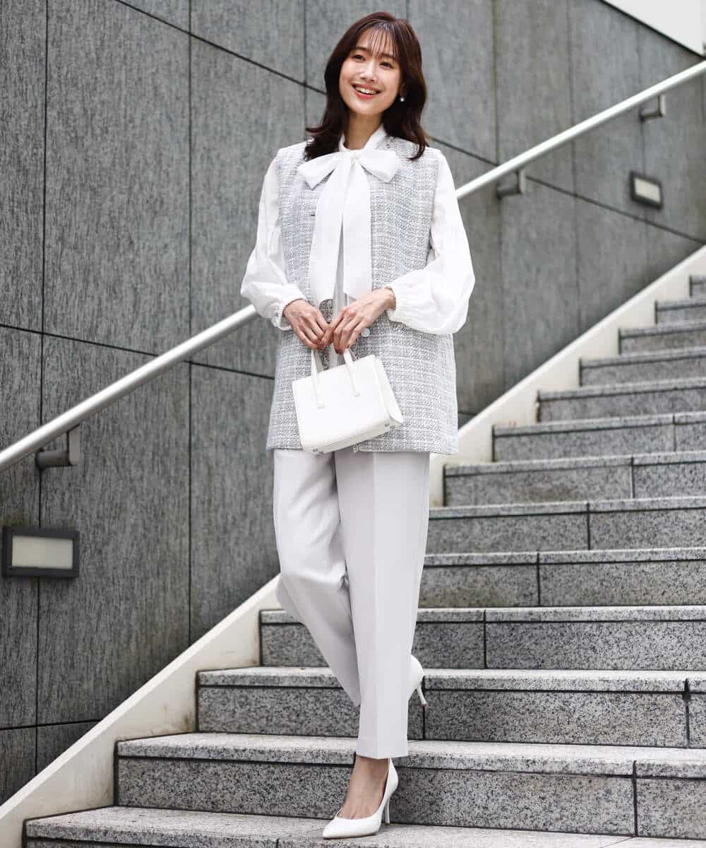 FKLFD11150 MK MICHEL KLEIN(MK ミッシェルクラン) ダブルクロス テーパードパンツ/セットアップ対応/防シワ/ストレッチ/洗える グレージュ