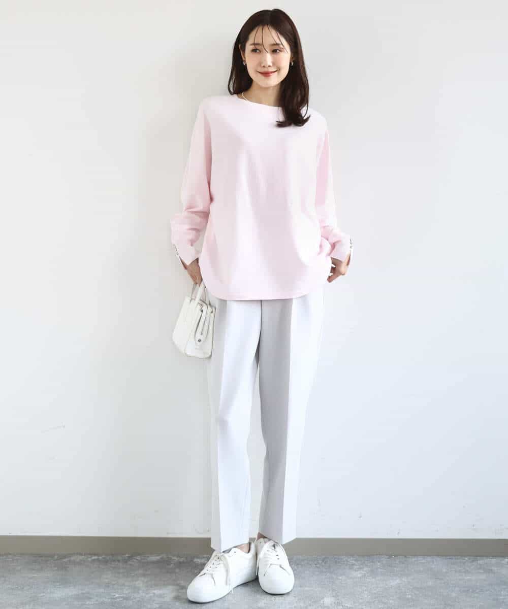 FKLFD11150 MK MICHEL KLEIN(MK ミッシェルクラン) ダブルクロス テーパードパンツ/セットアップ対応/防シワ/ストレッチ/洗える グレージュ