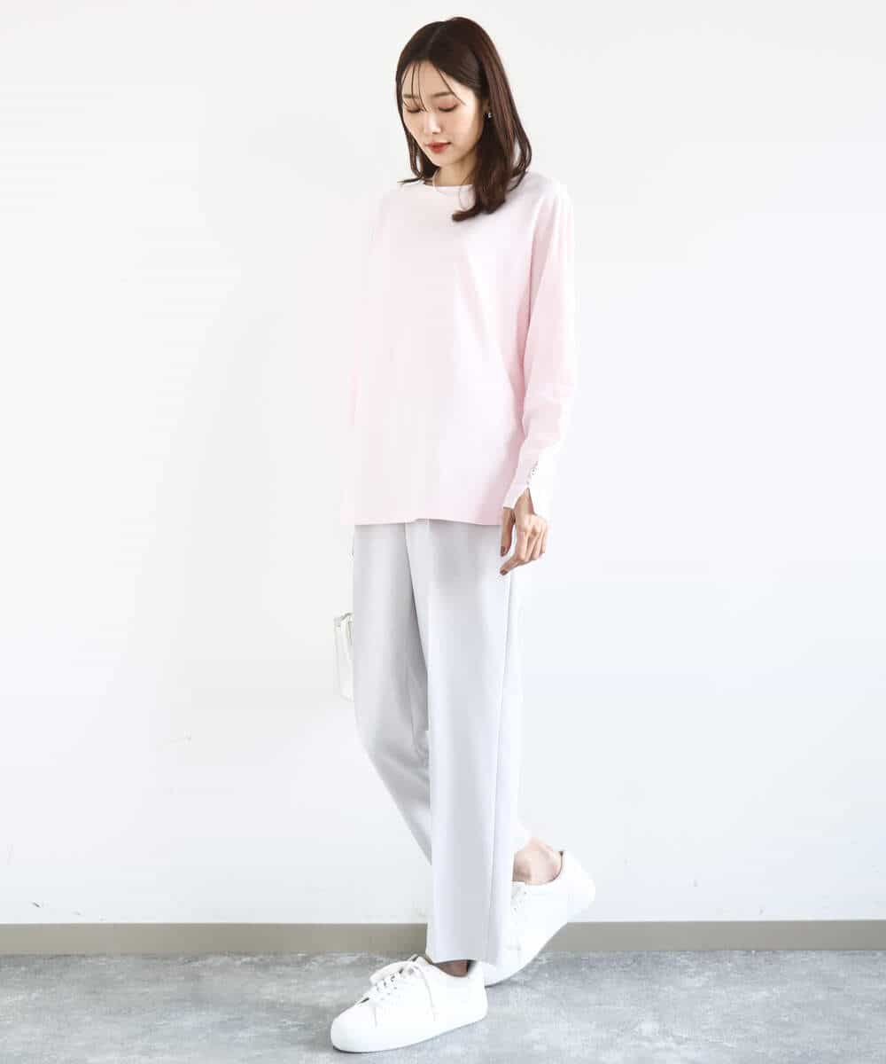 FKLFD11150 MK MICHEL KLEIN(MK ミッシェルクラン) ダブルクロス テーパードパンツ/セットアップ対応/防シワ/ストレッチ/洗える グレージュ