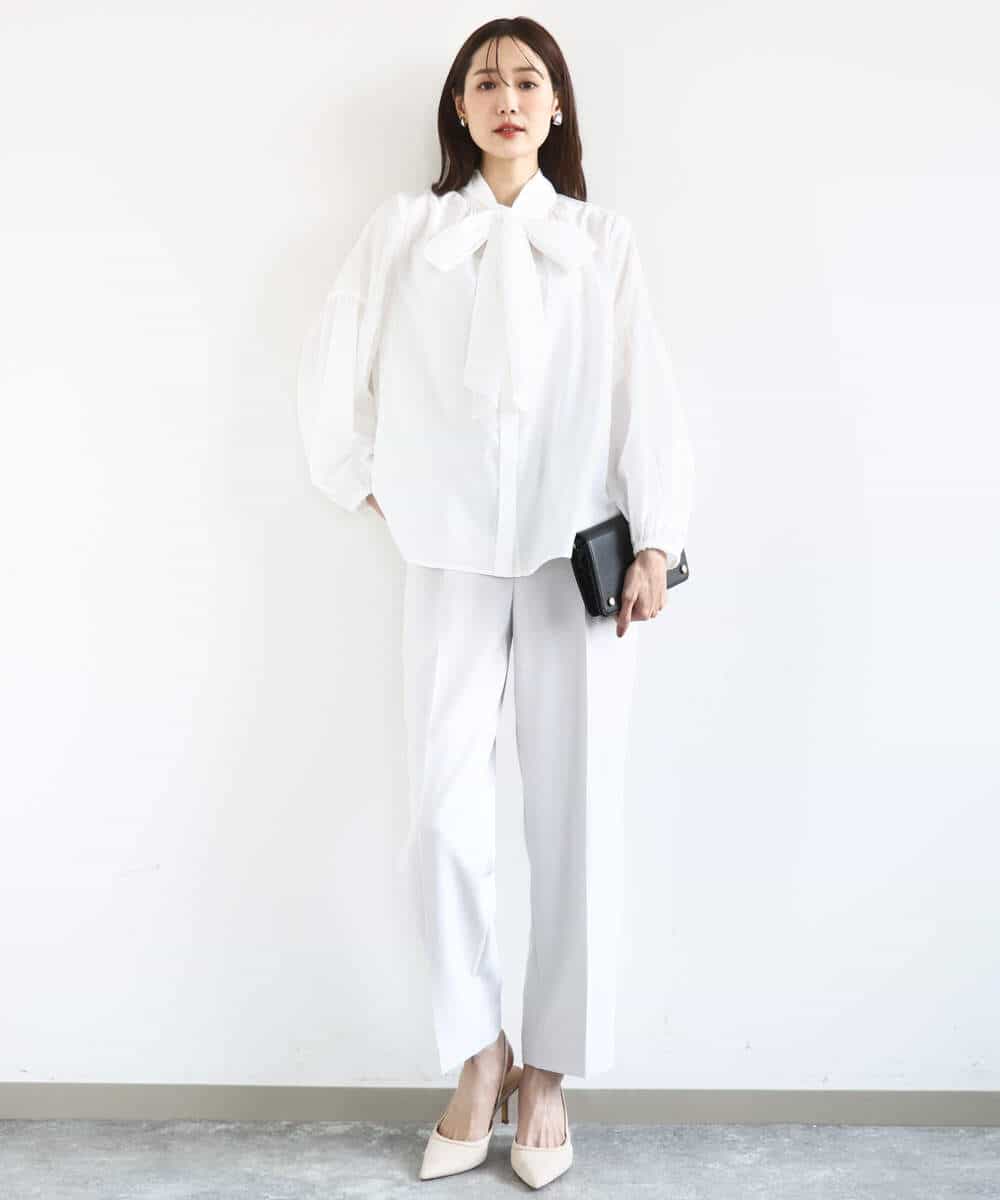 FKLFD11150 MK MICHEL KLEIN(MK ミッシェルクラン) ダブルクロス テーパードパンツ/セットアップ対応/防シワ/ストレッチ/洗える グレージュ